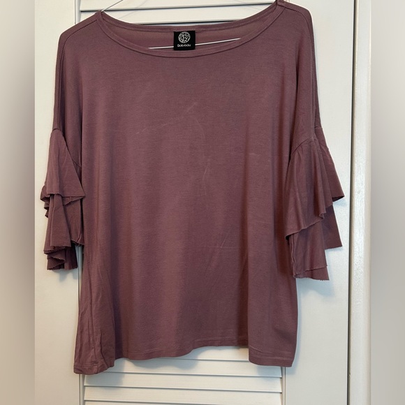 Bobeau Double Ruffle Bell Sleeve Top Women’s Size Medium - Picture 2 of 7